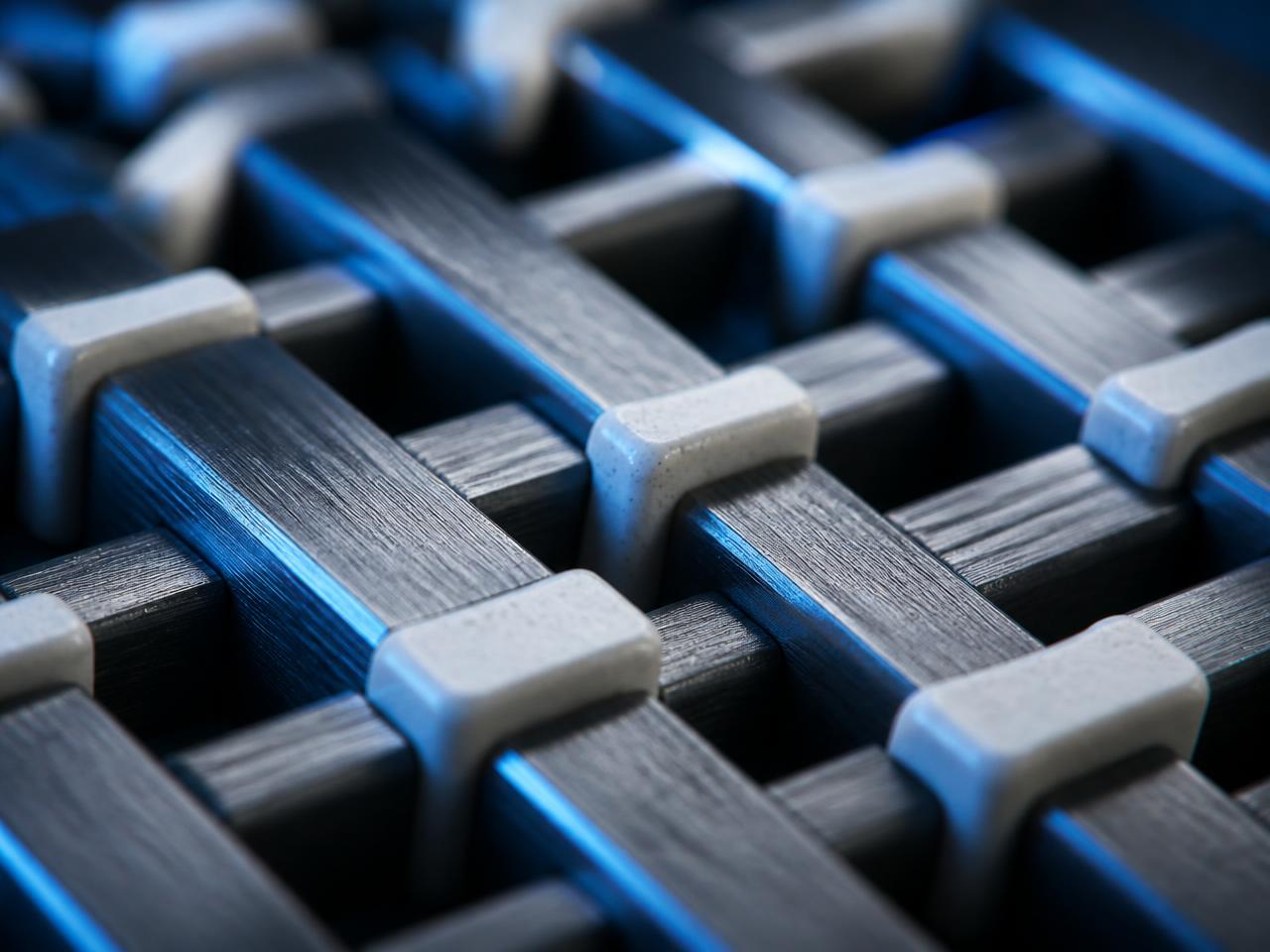 Macro detail of an engineered ceramic lattice material